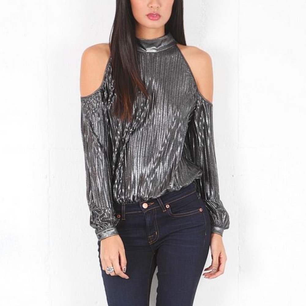 Torn By Ronny Kobo Silver Bodysuit